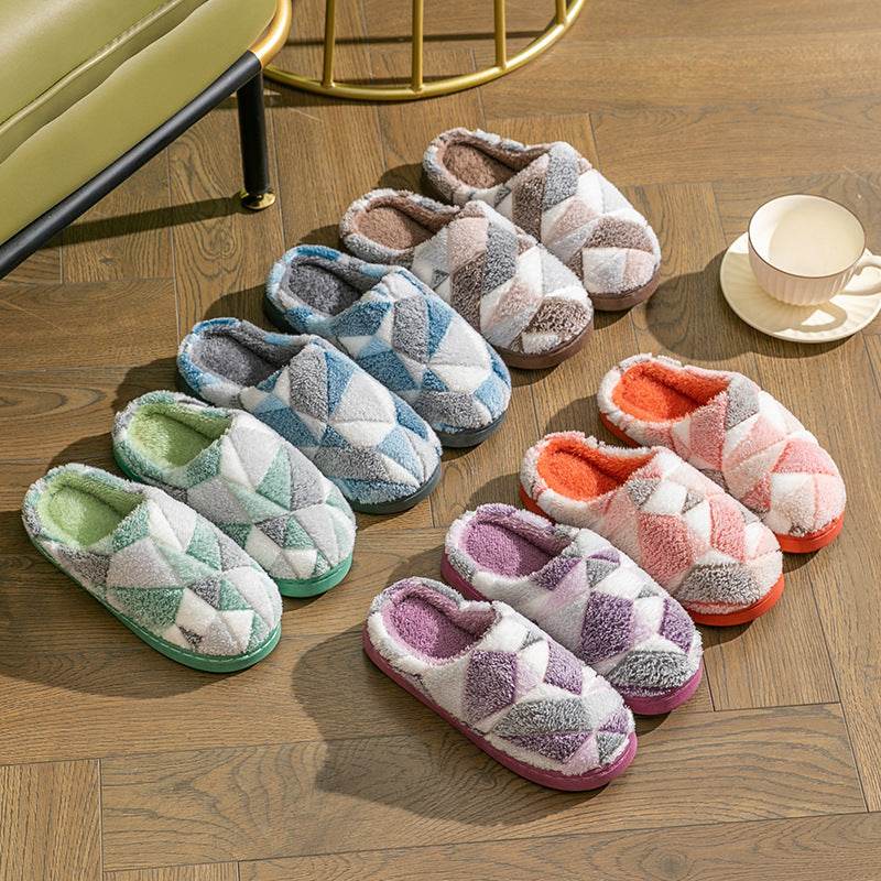 Shop Geometric Plush Warm Indoor Slippers - Goodlifebean Plushie | Stuffed Animal