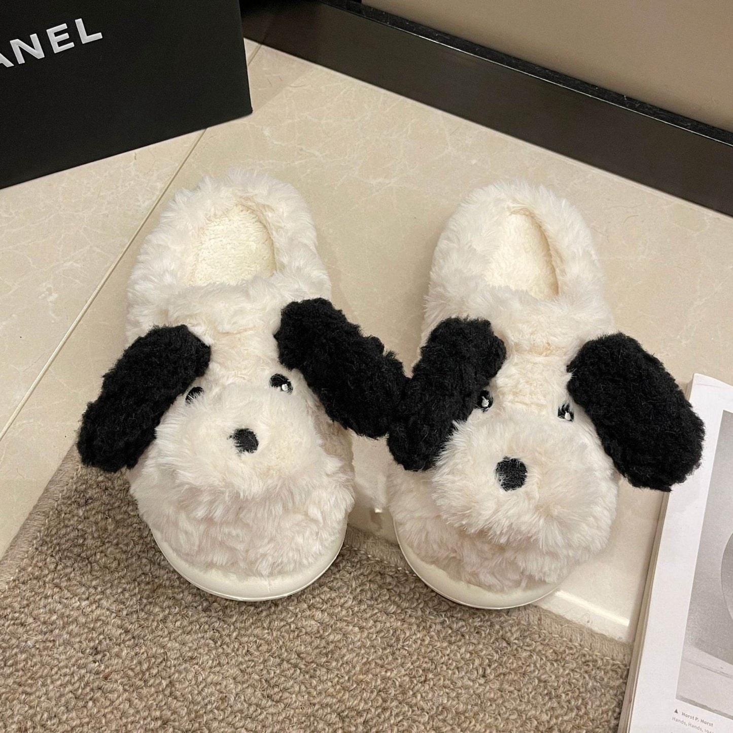 Shop Fuzzy Puppy Plush Slippers | Kawaii Indoor Slippers - Goodlifebean Plushie | Stuffed Animal