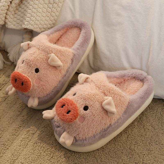 Kawaii Cloudy Pig Plush Slippers - Goodlifebean Shoes