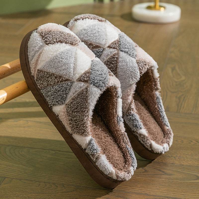 Shop Geometric Plush Warm Indoor Slippers - Goodlifebean Plushie | Stuffed Animal