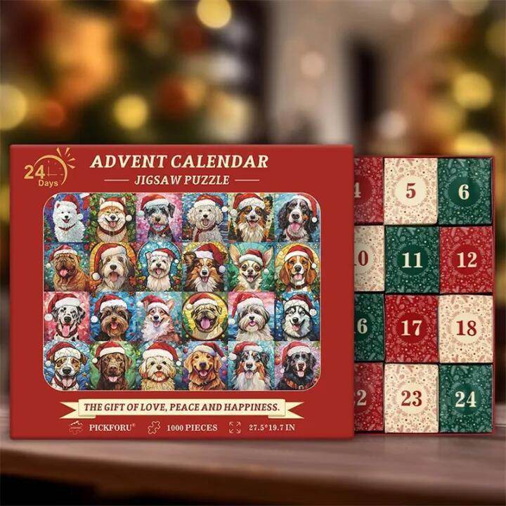 Buy1000 piece Christmas Advent Calender Puzzle | Dog Puzzle - Goodlifebean Plushies | Stuffed Animals