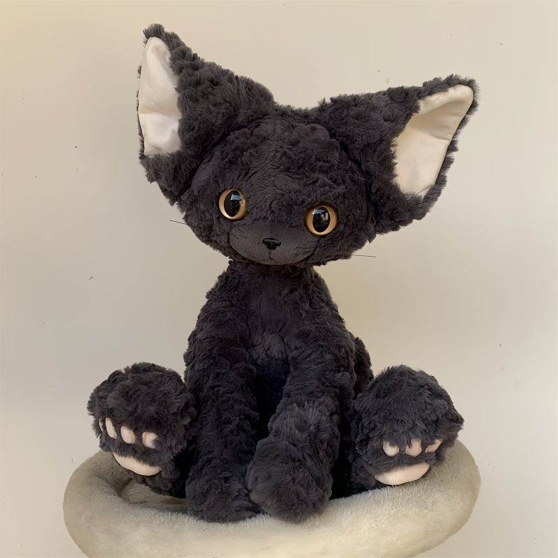 BuyCozy Curl Cat: Cute Curly Haired Black Cat | Black Cat Plush - Goodlifebean Plushies | Stuffed Animals