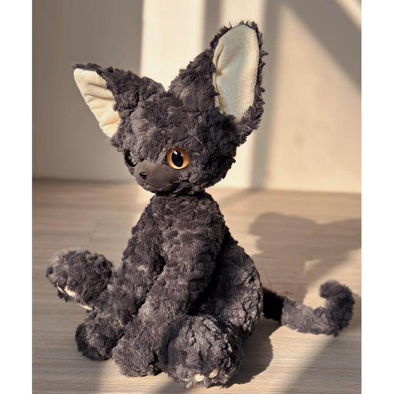 BuyCozy Curl Cat: Cute Curly Haired Black Cat | Black Cat Plush - Goodlifebean Plushies | Stuffed Animals