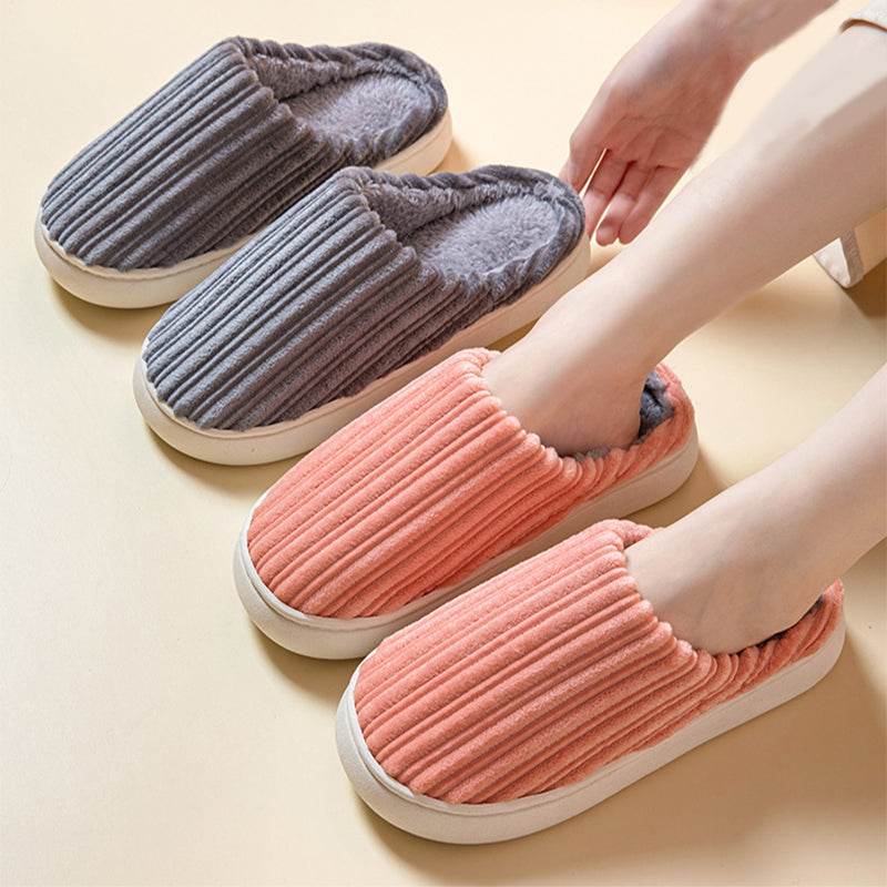 Shop Striped Thick Fleece Warm Slippers - Goodlifebean Plushie | Stuffed Animal