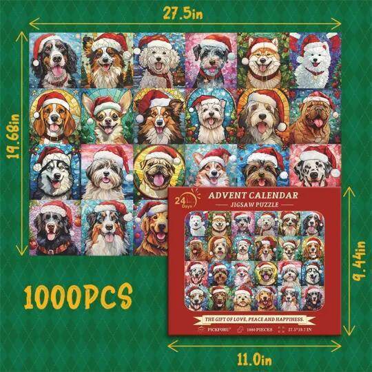Buy1000 piece Christmas Advent Calender Puzzle | Dog Puzzle - Goodlifebean Plushies | Stuffed Animals
