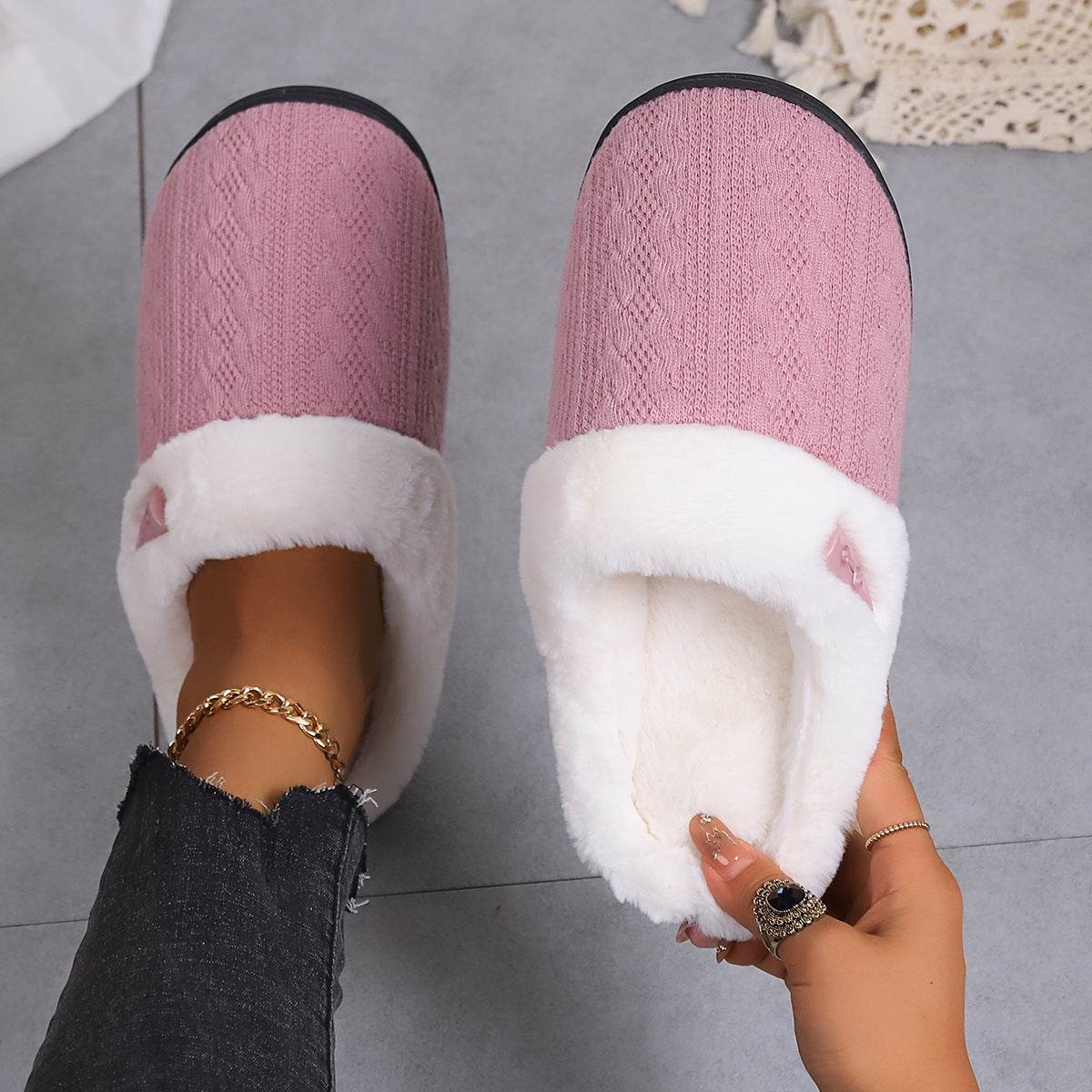Shop FluffKnit Cozy Plush Slippers | Fluffy Indoor Slippers - Goodlifebean Plushie | Stuffed Animal