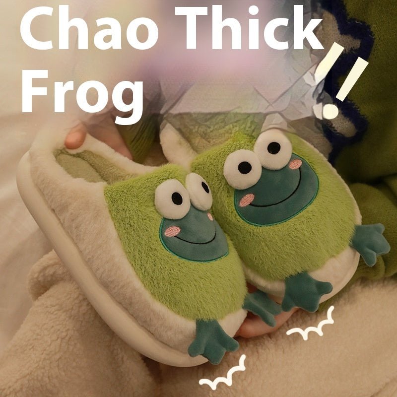 Cute Frog Plush Slippers | Kawaii Frog Slippers - Goodlifebean Slides
