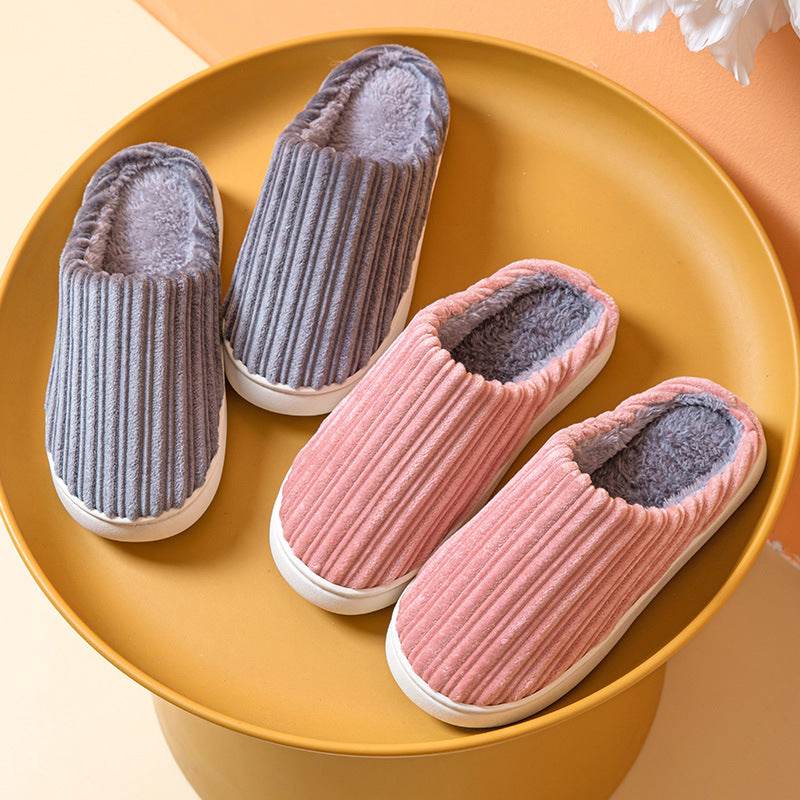 Shop Striped Thick Fleece Warm Slippers - Goodlifebean Plushie | Stuffed Animal