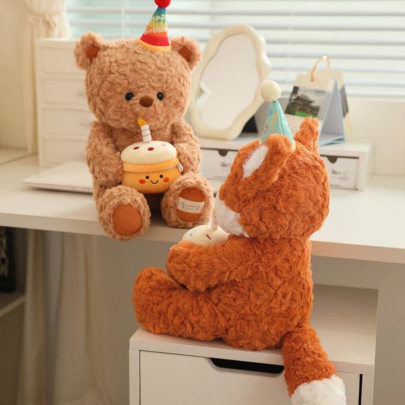 Shop PartyPaws: Cute Birthday Bear with Cake - Goodlifebean Plushie | Stuffed Animal