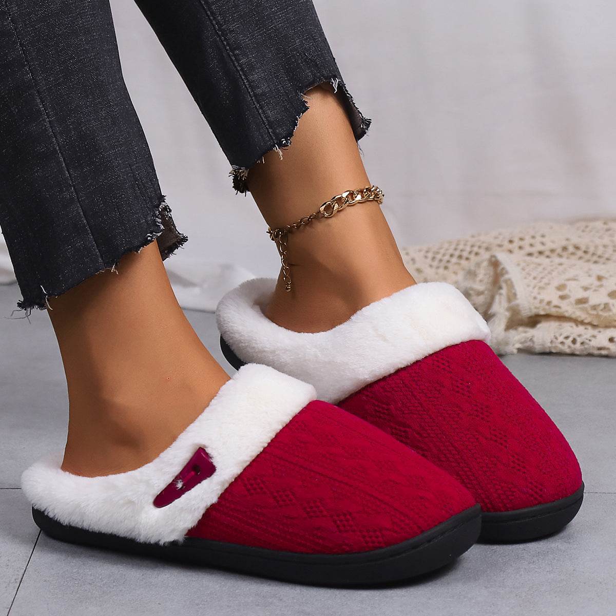 Shop FluffKnit Cozy Plush Slippers | Fluffy Indoor Slippers - Goodlifebean Plushie | Stuffed Animal