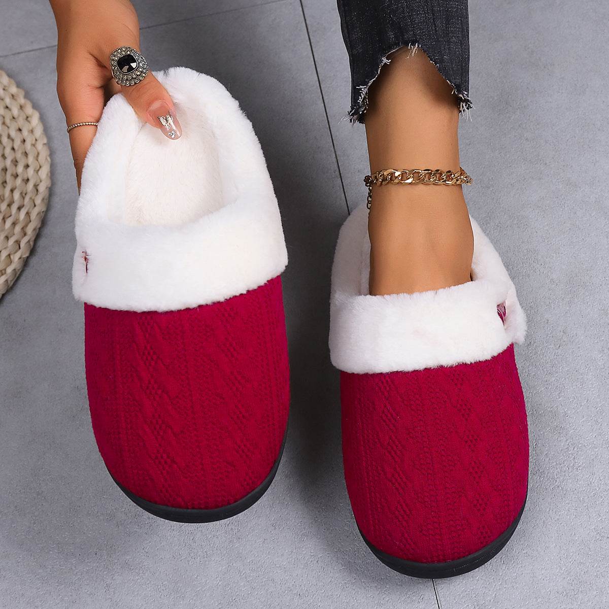 Shop FluffKnit Cozy Plush Slippers | Fluffy Indoor Slippers - Goodlifebean Plushie | Stuffed Animal