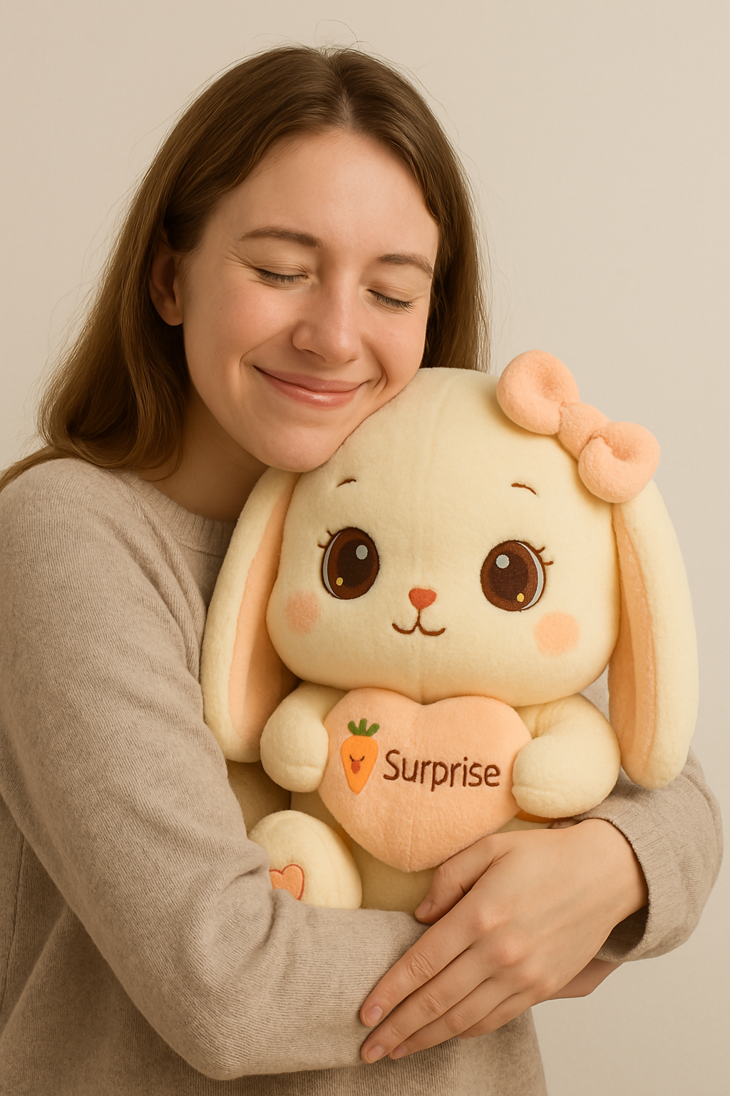 Cute Pink and White Bunny Plushie.