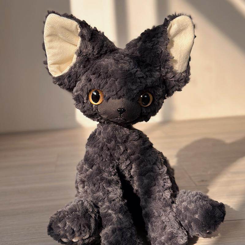 BuyCozy Curl Cat: Cute Curly Haired Black Cat | Black Cat Plush - Goodlifebean Plushies | Stuffed Animals