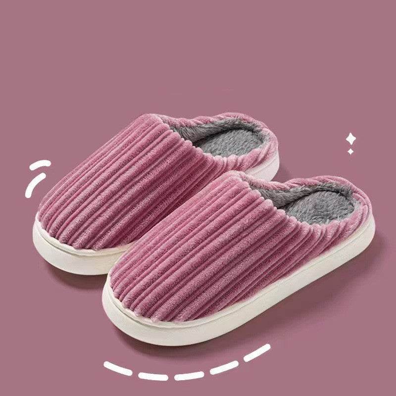 Shop Striped Thick Fleece Warm Slippers - Goodlifebean Plushie | Stuffed Animal