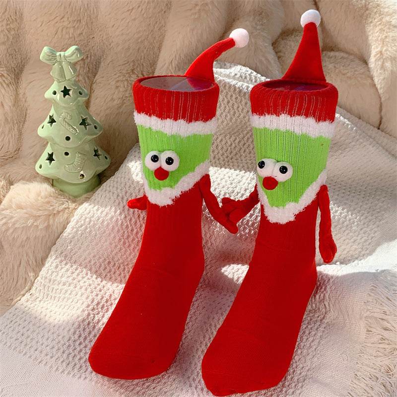 BuyHand-In-Hand Magnetic Grinch Socks | Hand Holding Socks - Goodlifebean Plushies | Stuffed Animals