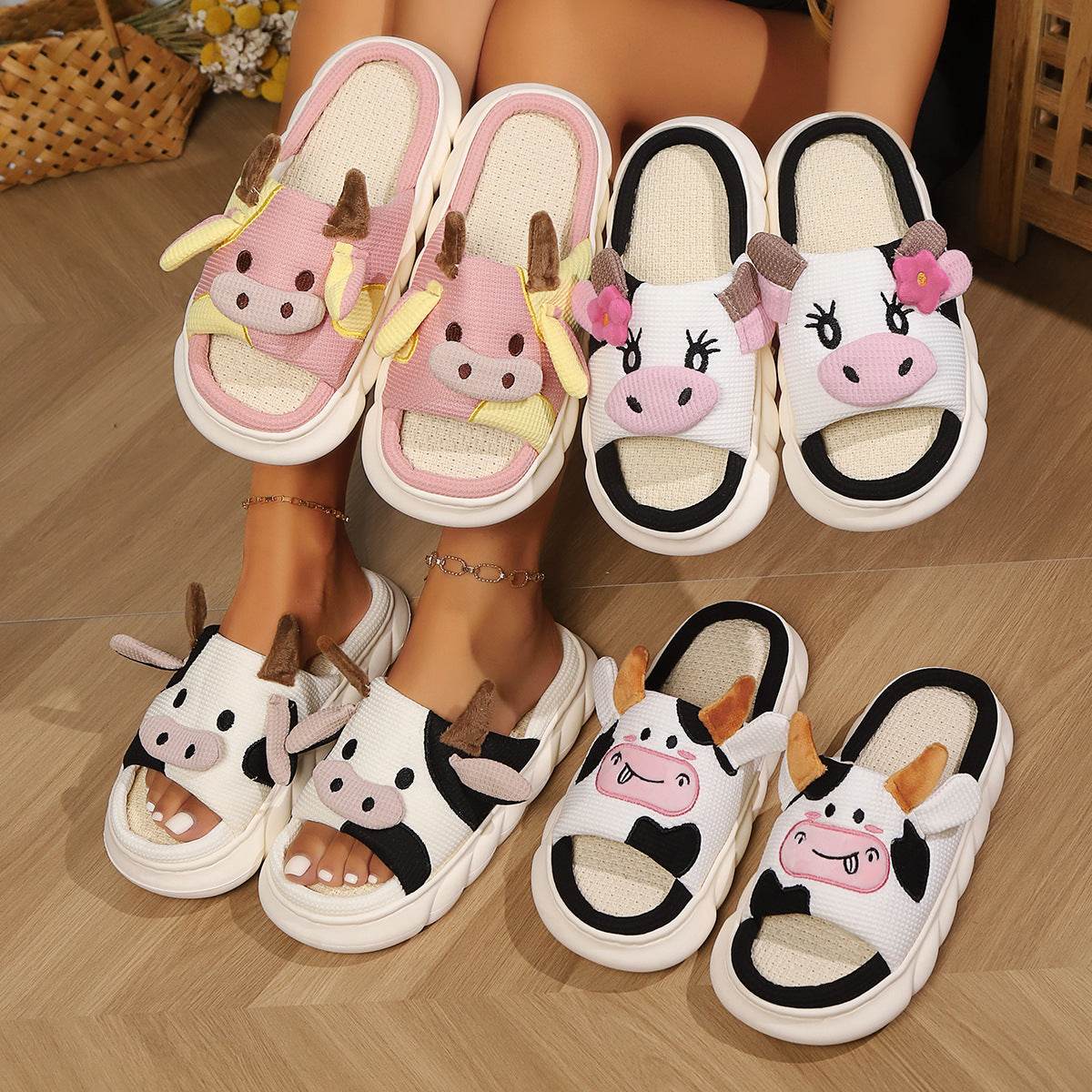 Shop Cowzy Kawaii Slippers | Cute Cow Slippers - Goodlifebean Plushie | Stuffed Animal