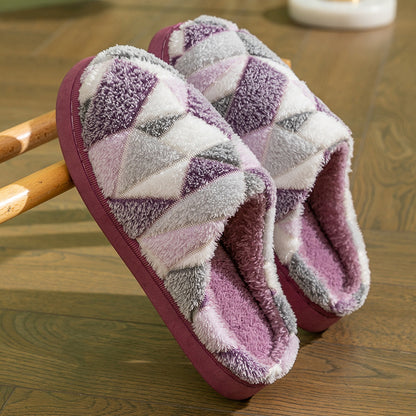 Shop Geometric Plush Warm Indoor Slippers - Shoes Goodlifebean Plushies | Stuffed Animals