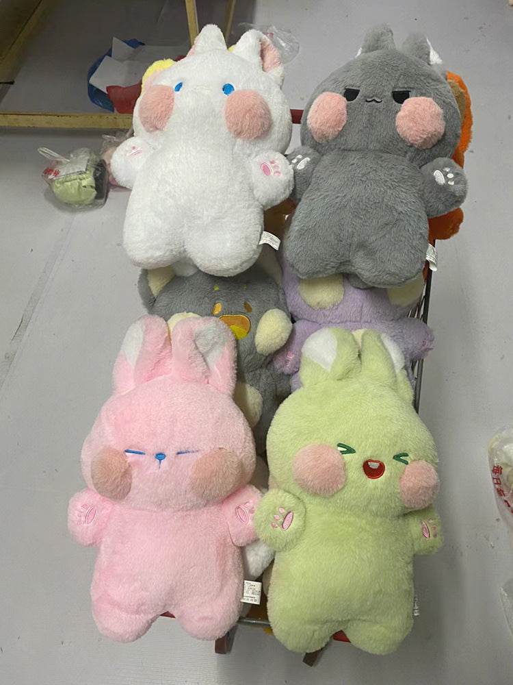Buttons: Fluffy White Kawaii Bunny | Stuffed Animal Bunny.