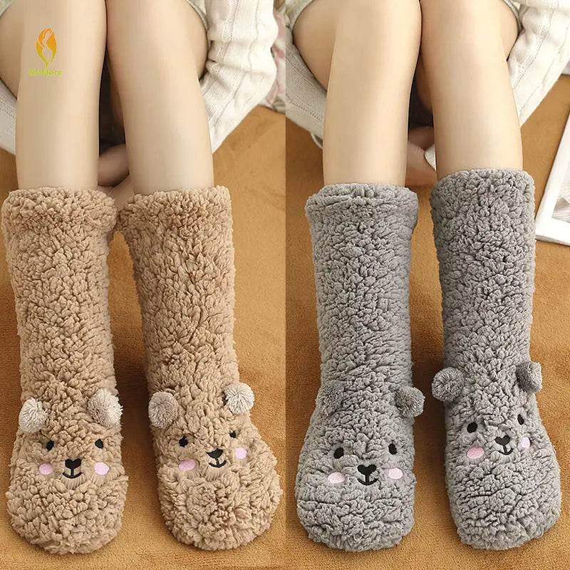 Shop Cute Warm Fuzzy Bear Sockks - Goodlifebean Plushie | Stuffed Animal
