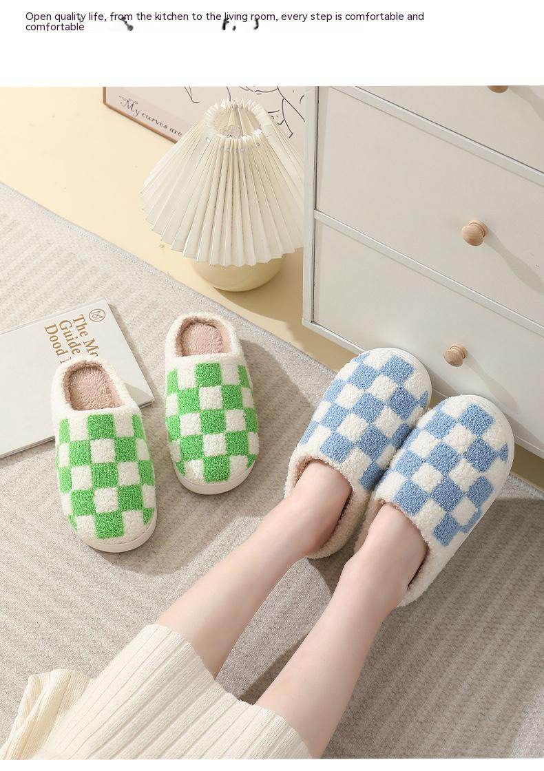 Shop Fuzzy Plaid Warm Indoor Slippers - Goodlifebean Plushie | Stuffed Animal