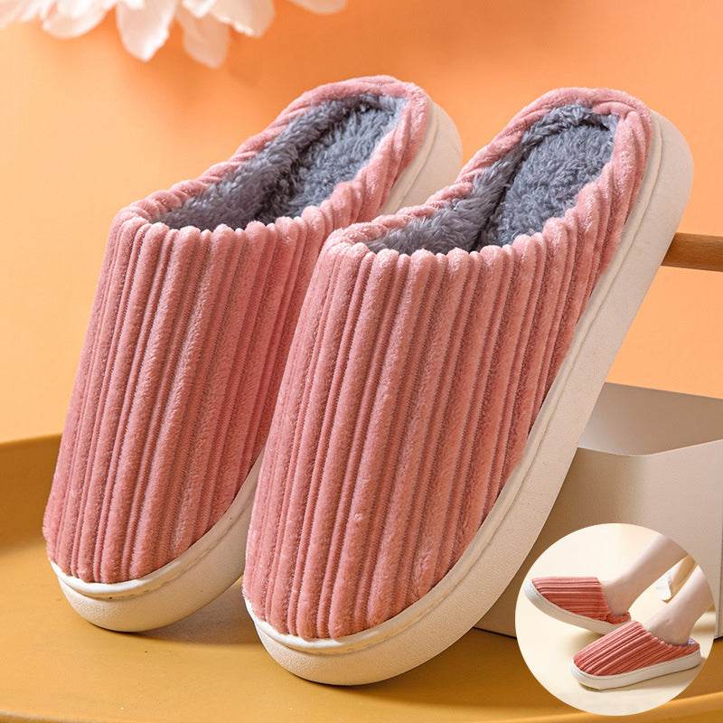 Shop Striped Thick Fleece Warm Slippers - Goodlifebean Plushie | Stuffed Animal