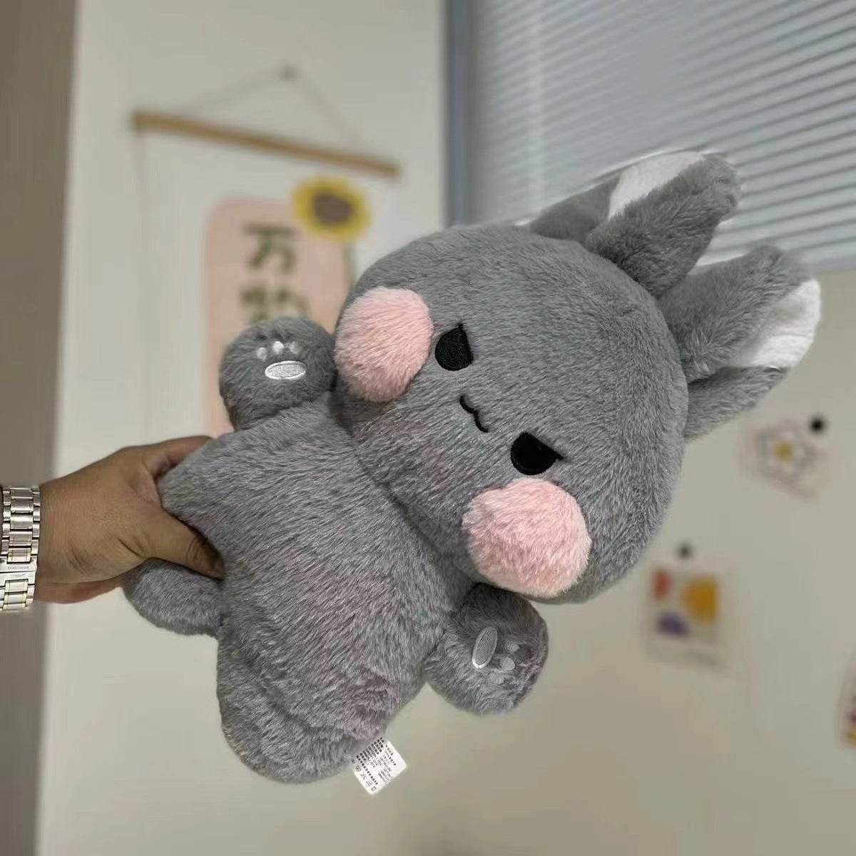 Buttons: Fluffy White Kawaii Bunny | Stuffed Animal Bunny.