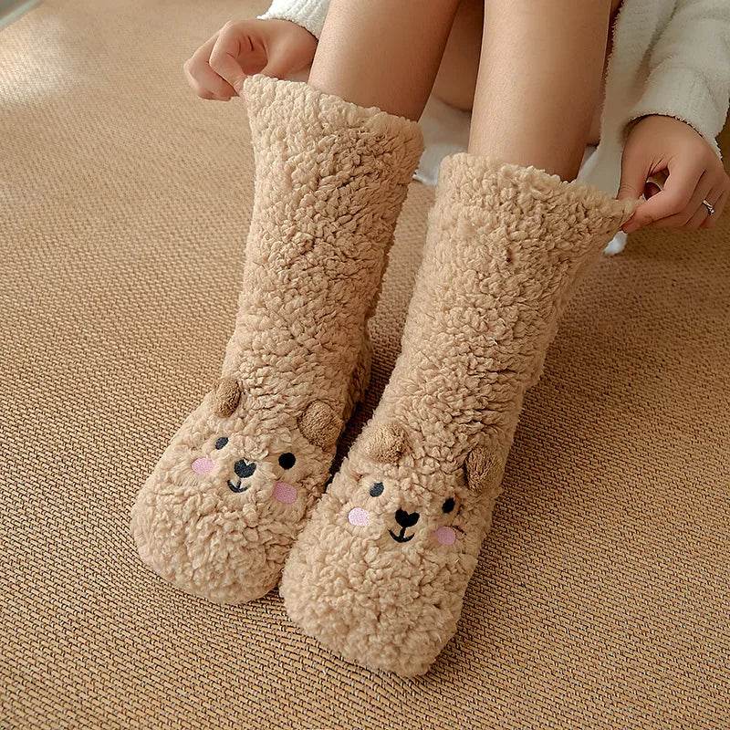 Shop Cute Warm Fuzzy Bear Sockks - Goodlifebean Plushie | Stuffed Animal