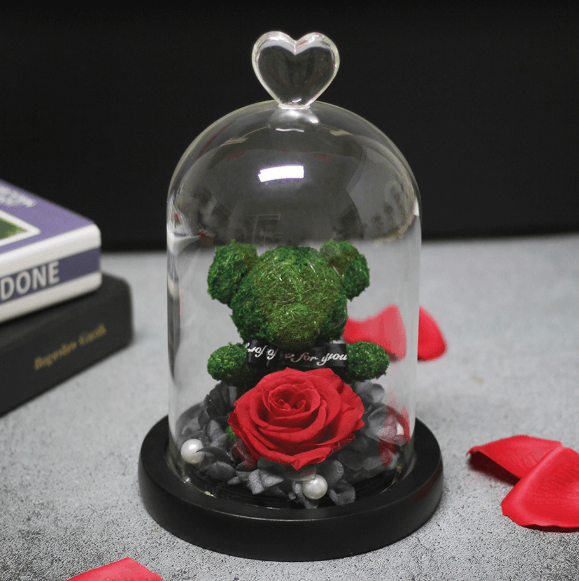 Shop Forever Rose Teddy Bear With Glass Gift Box - Goodlifebean Plushie | Stuffed Animal