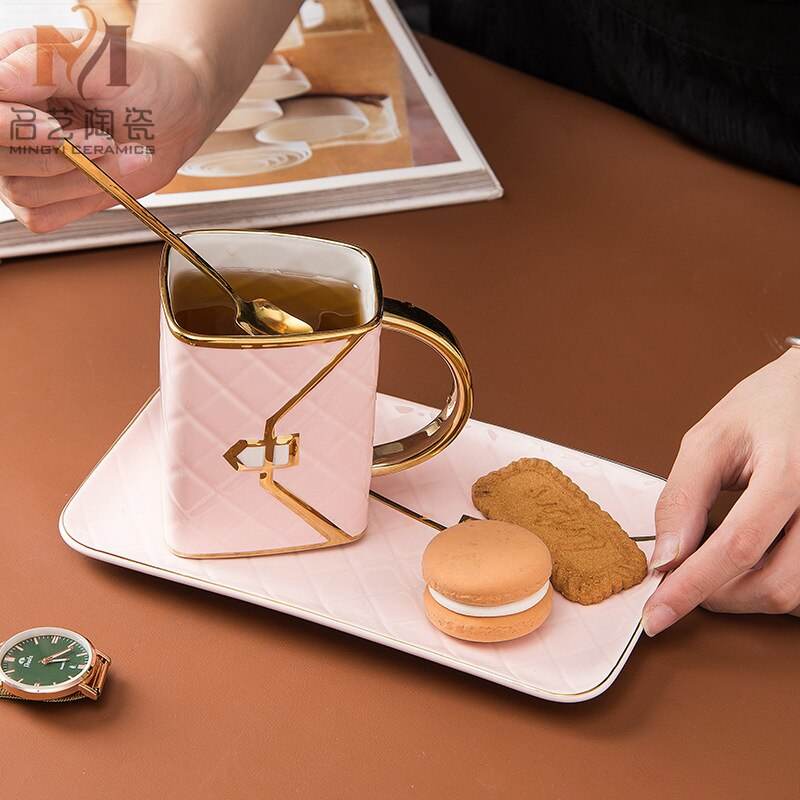 Shop Ceramic Coffee Cup Saucer Spoon Set - Goodlifebean Plushie | Stuffed Animal