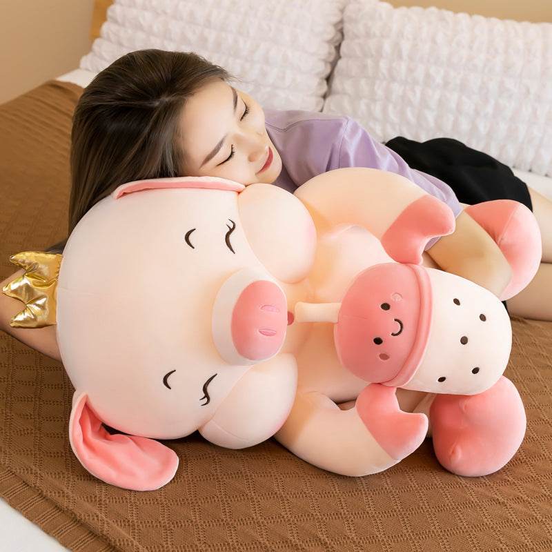 Shop Giant Boba Baby Pig Plush - Goodlifebean Plushie | Stuffed Animal