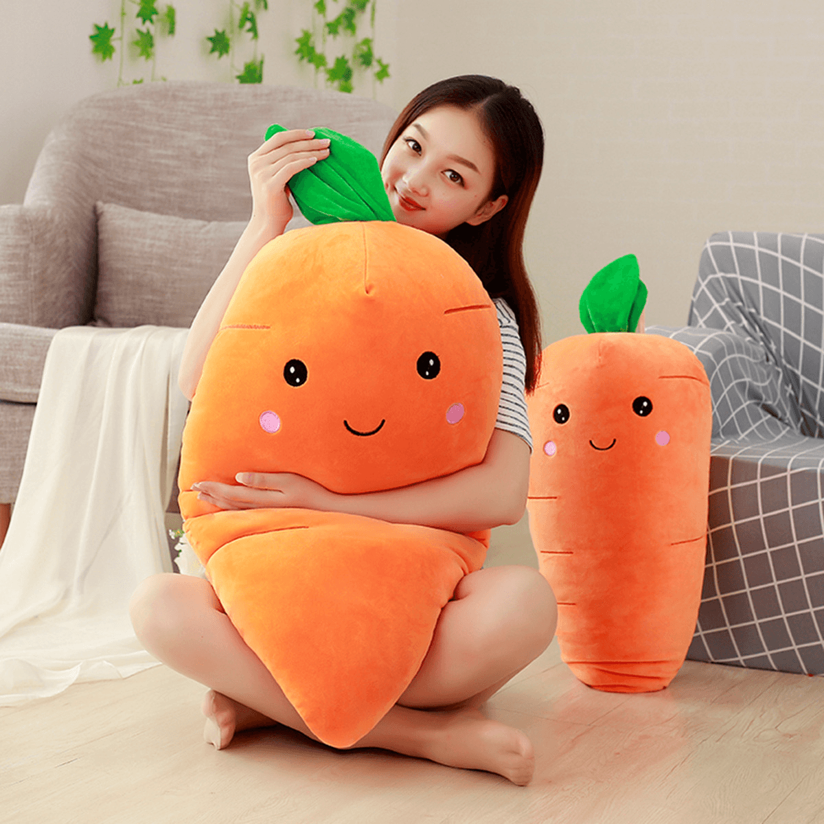 Shop Giant Carrot Stuffed Body Pillow Plush - Goodlifebean Plushie | Stuffed Animal