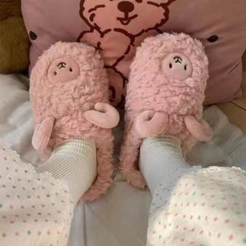 Shop Warm Fuzzy Alpaca Llama Slippers - Goodlifebean Plushie | Stuffed Animal