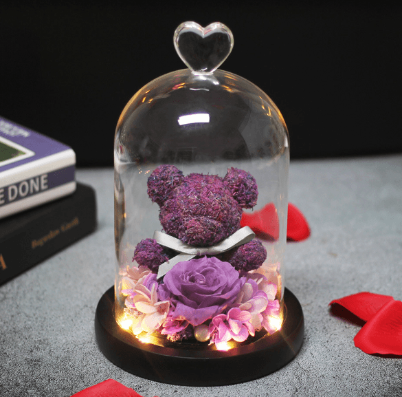 Shop Forever Rose Teddy Bear With Glass Gift Box - Goodlifebean Plushie | Stuffed Animal