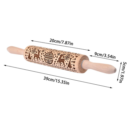Shop 3D Christmas Wooden Embossed Rolling Pin - Rolling Pins Goodlifebean Plushies | Stuffed Animals