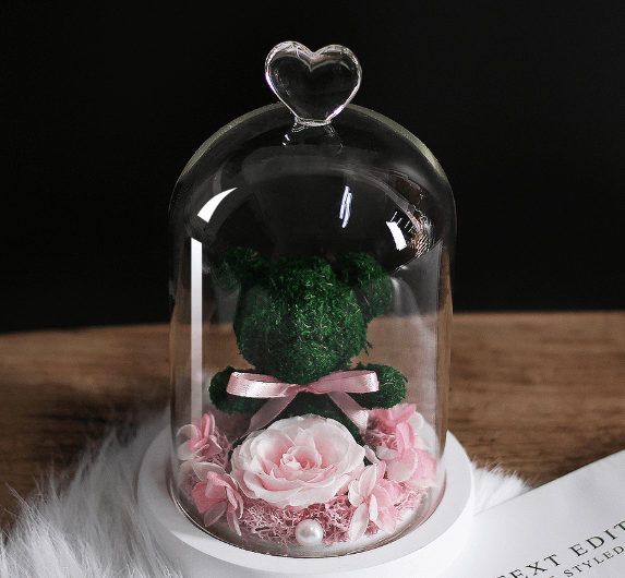 Shop Forever Rose Teddy Bear With Glass Gift Box - Goodlifebean Plushie | Stuffed Animal