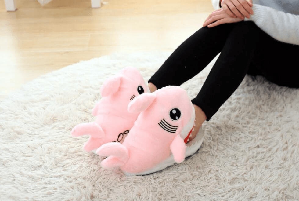Shop Cozy Shark Plush Slippers - Goodlifebean Plushie | Stuffed Animal