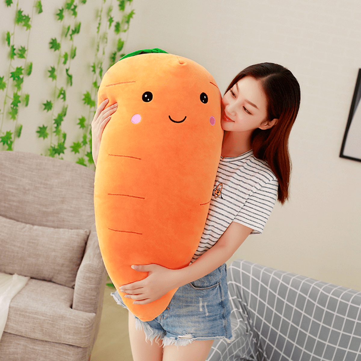 Shop Giant Carrot Stuffed Body Pillow Plush - Goodlifebean Plushie | Stuffed Animal