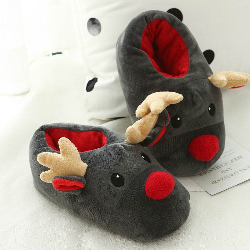 Shop Rudolph with Red Nose Warm Fluffy Slippers - Goodlifebean Plushie | Stuffed Animal