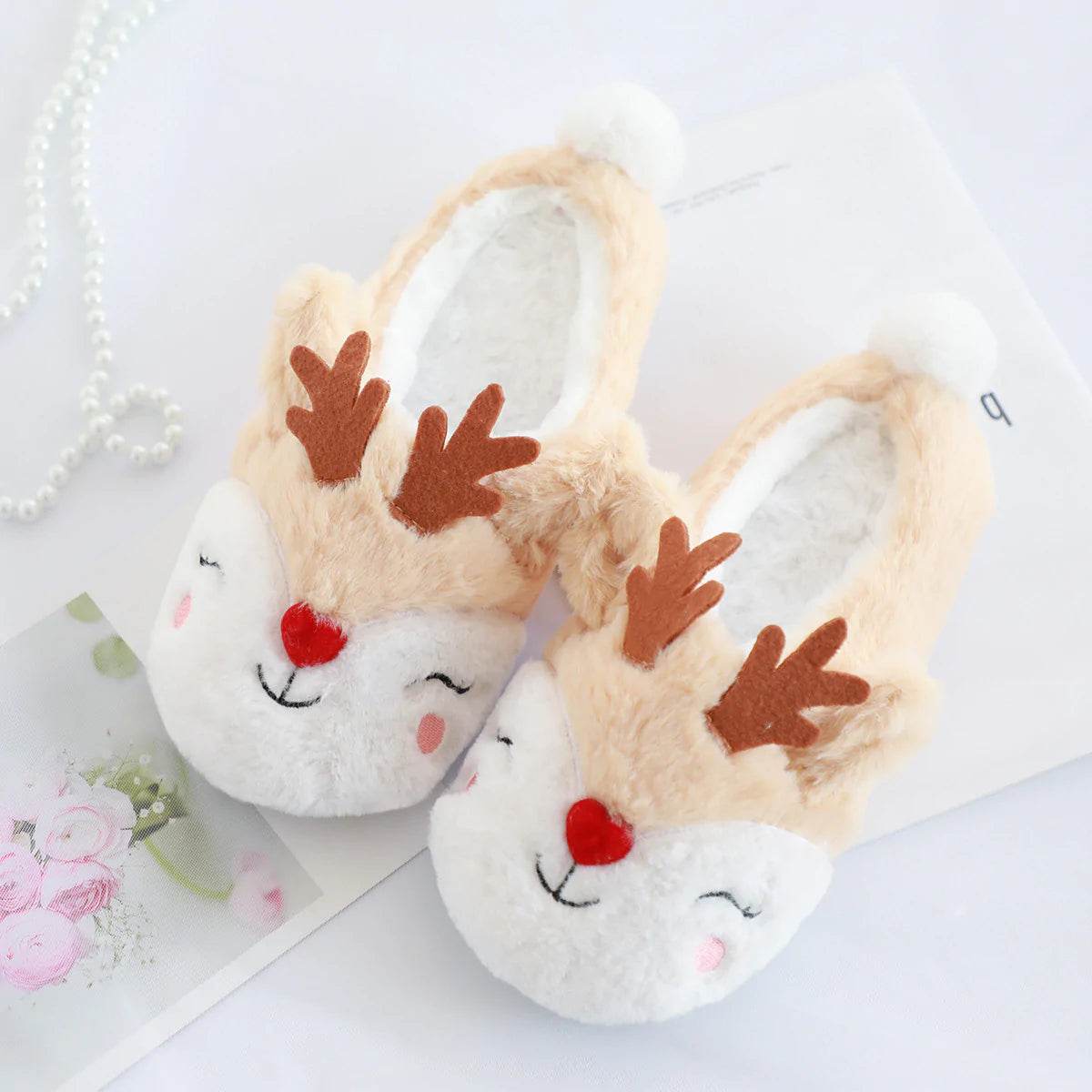 Shop Snugglee Plush Reindeer Rudolf Indoor Slippers - Goodlifebean Plushie | Stuffed Animal