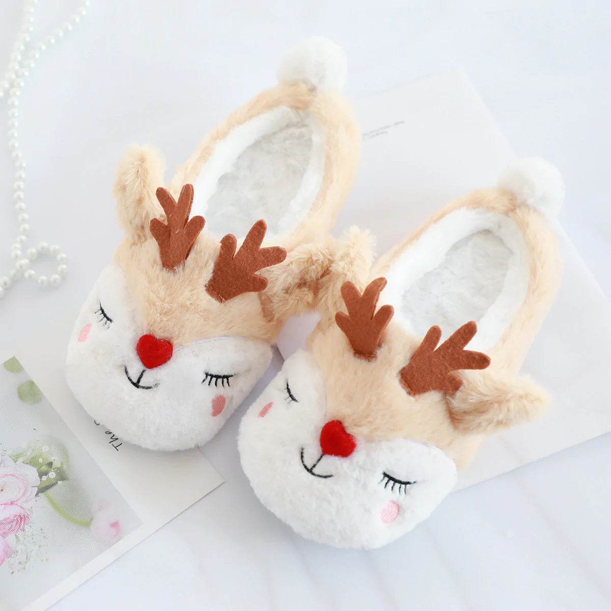 Shop Snugglee Plush Reindeer Rudolf Indoor Slippers - Goodlifebean Plushie | Stuffed Animal