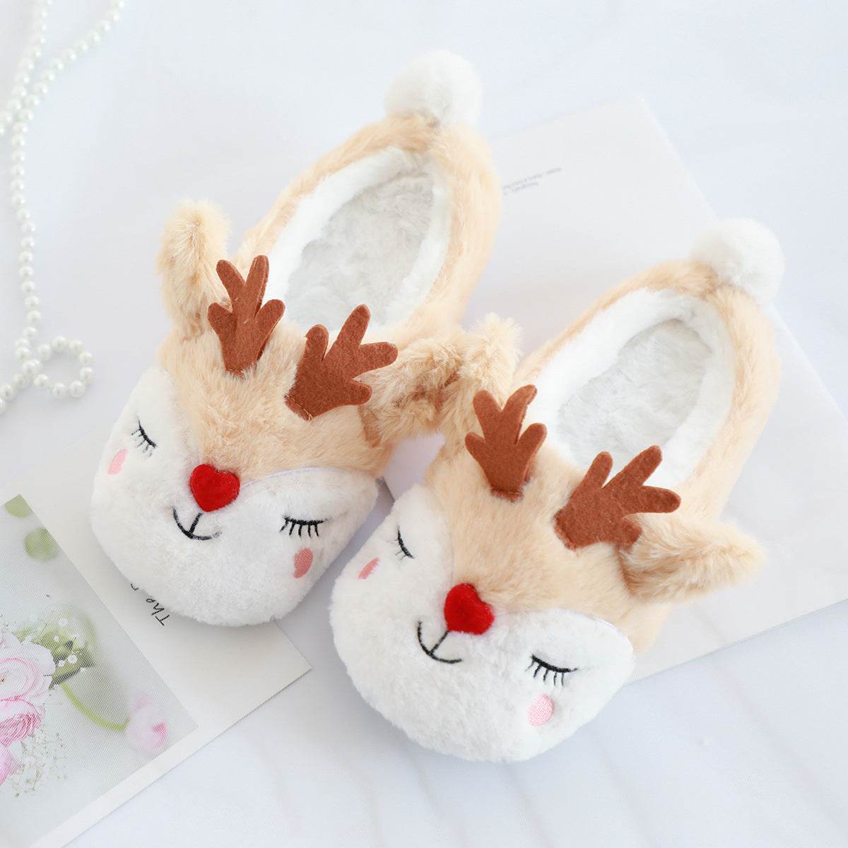 Shop Snugglee Plush Reindeer Rudolf Indoor Slippers - Goodlifebean Plushie | Stuffed Animal