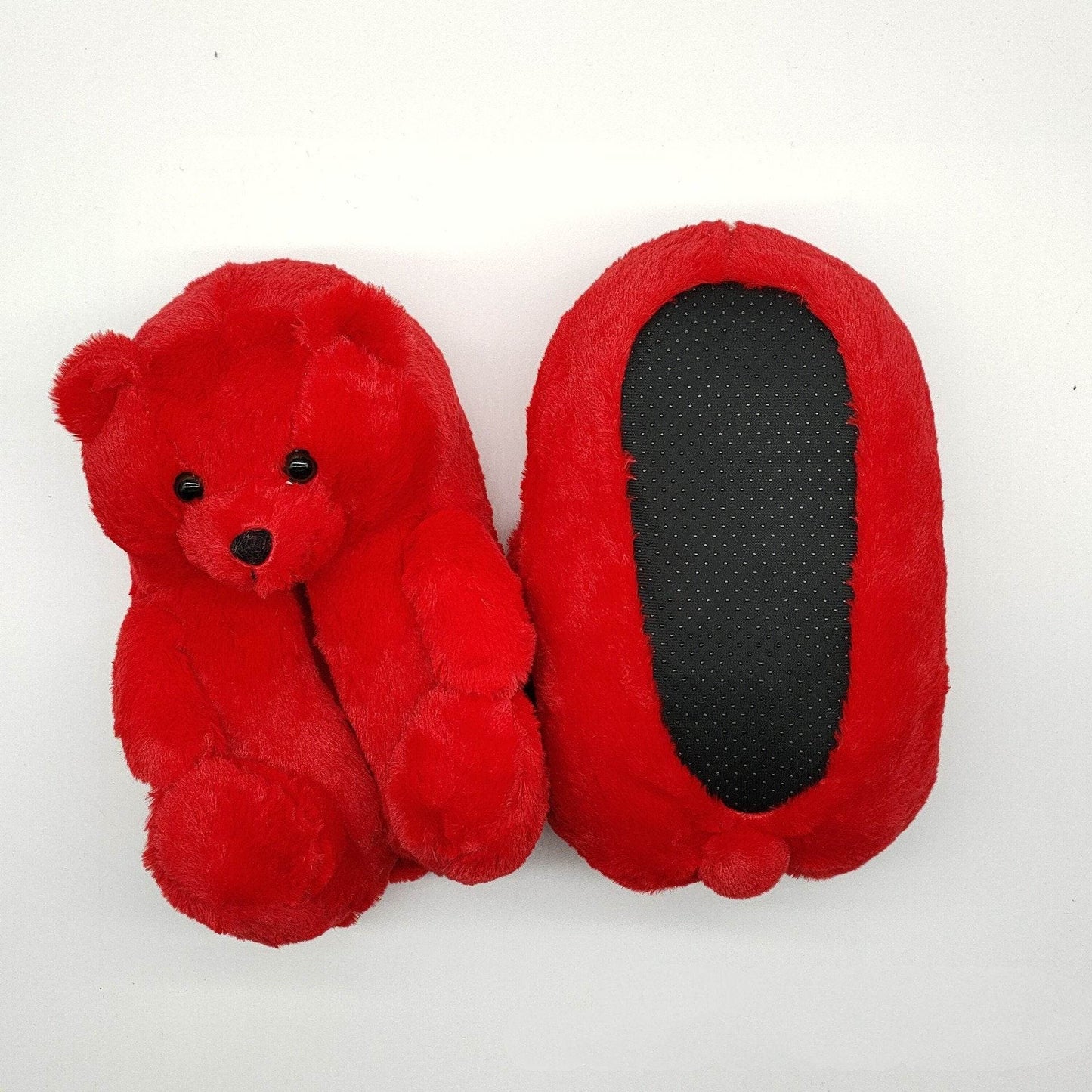Shop Red Teddy Bear Plush Slippers - Goodlifebean Plushie | Stuffed Animal