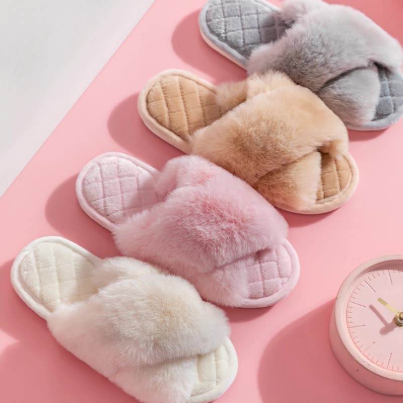 Shop Comfy Cross-Strap Plush Indoor Slippers - Goodlifebean Plushie | Stuffed Animal
