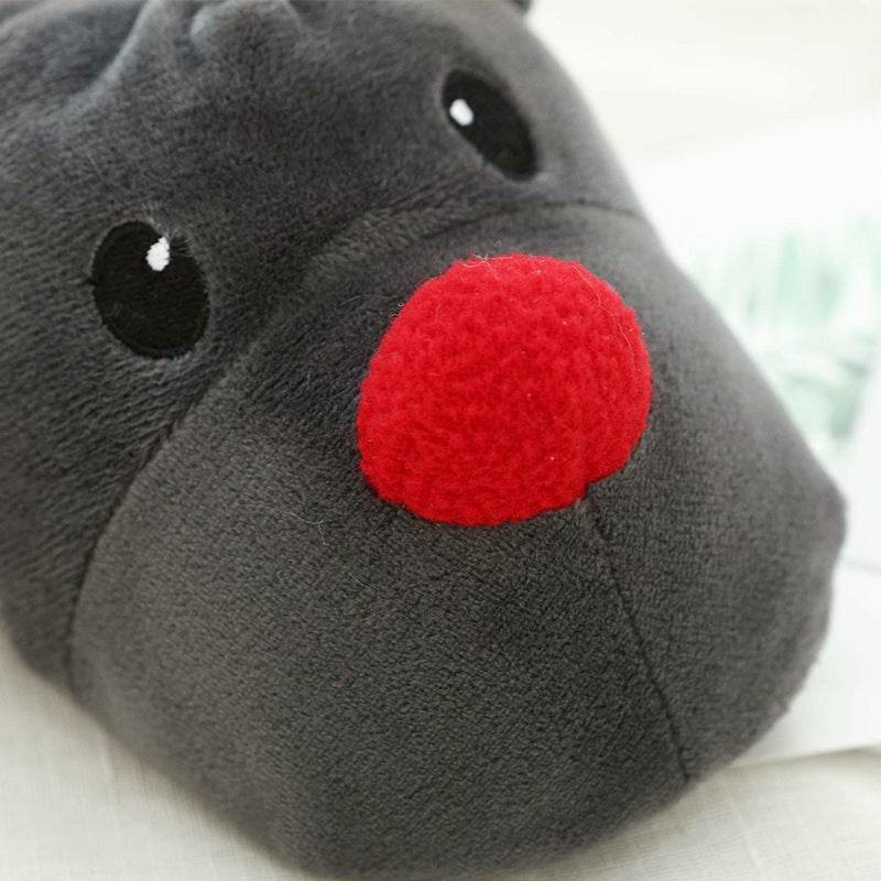 Shop Rudolph with Red Nose Warm Fluffy Slippers - Goodlifebean Plushie | Stuffed Animal