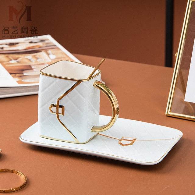 Shop Ceramic Coffee Cup Saucer Spoon Set - Goodlifebean Plushie | Stuffed Animal