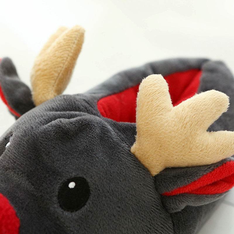 Shop Rudolph with Red Nose Warm Fluffy Slippers - Goodlifebean Plushie | Stuffed Animal