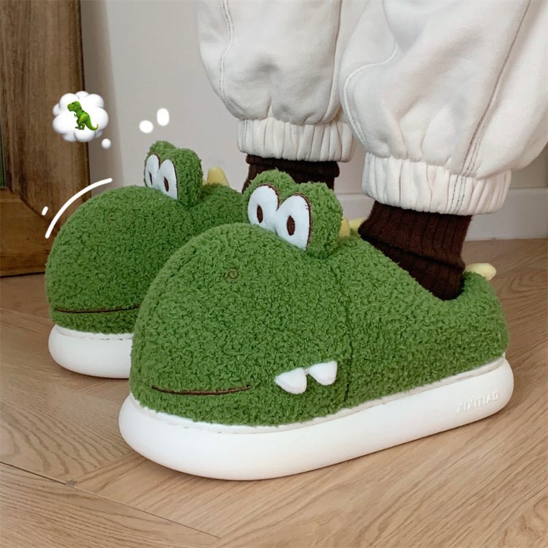 Warm Fuzzy Dino Plush Slippers - Goodlifebean product_type
