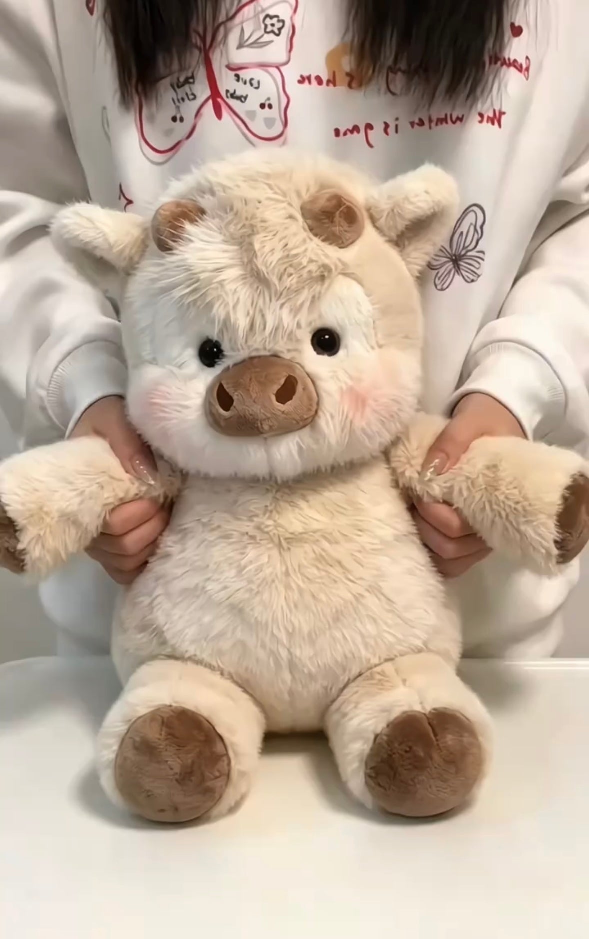 Peluche de vache des Highlands rondelette