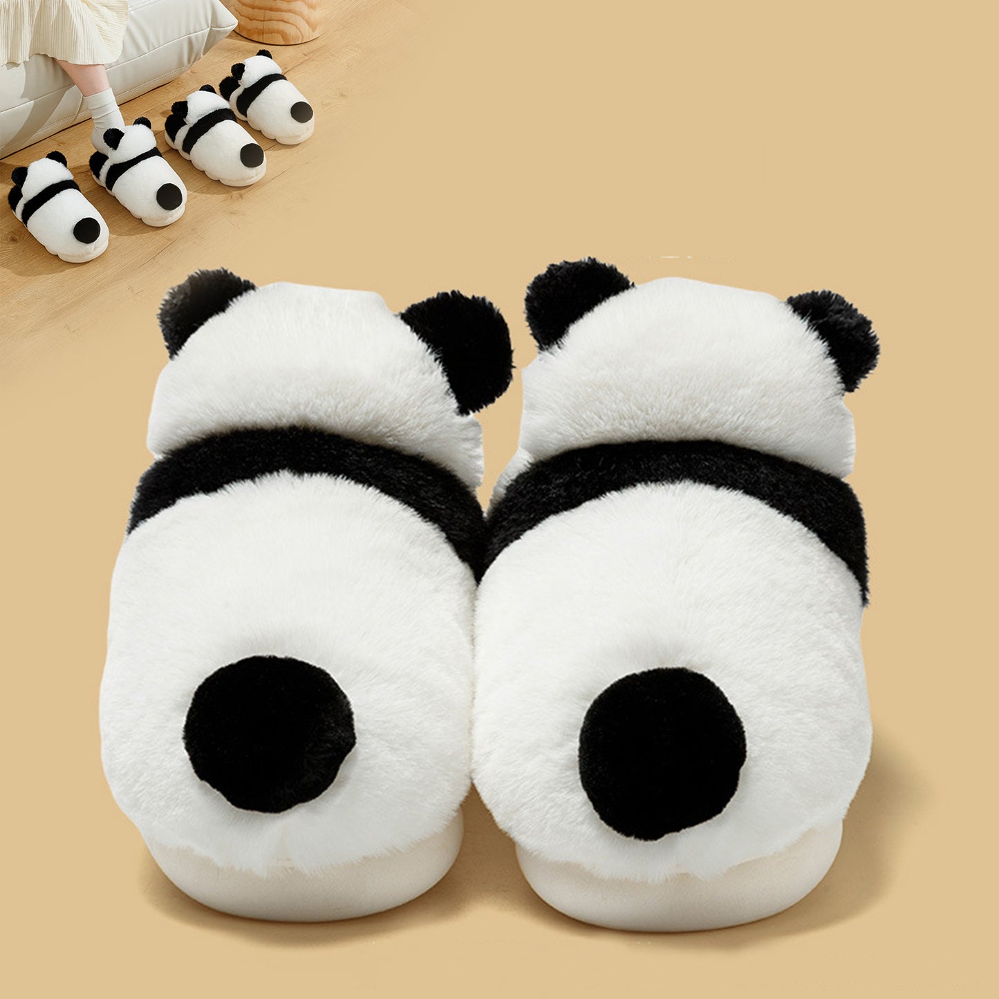 Shop Cute Panda Plush Indoor Warm Slippers - Shoes Goodlifebean Plushies | Stuffed Animals