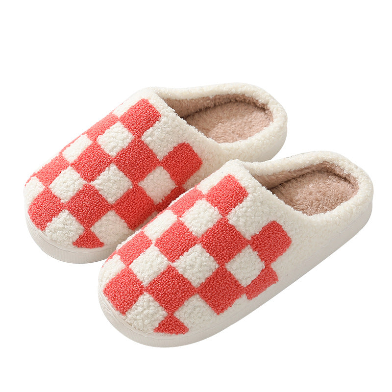 Shop Fuzzy Plaid Warm Indoor Slippers - Shoes Goodlifebean Plushies | Stuffed Animals